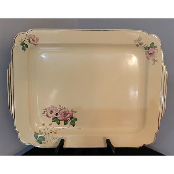 Vintage Homer Laughlin Briar Rose Serving Tray 15 1/4" x 11 1/2", Undamaged Rare - Picture 5 of 14